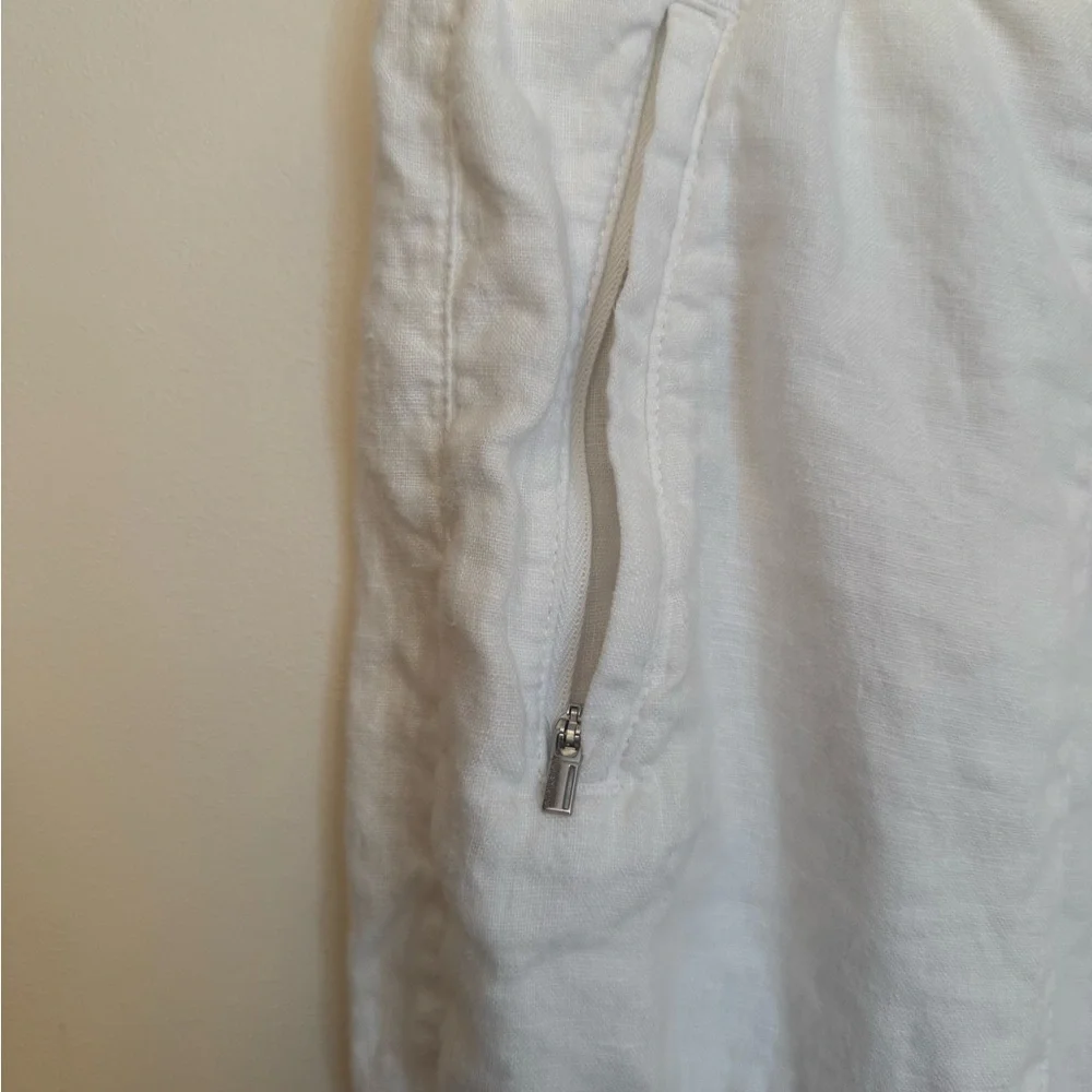 Athleta White Retreat Linen Ankle Jogger Pants Women’s Size 16 Beach 531704 - Picture 5 of 10